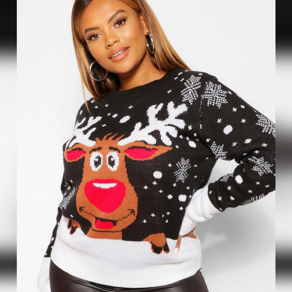 Boohoo Rudolph Christmas Sweater